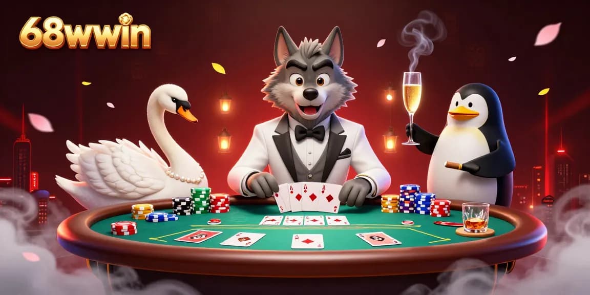 Experience excitement at 68wwin with stylish characters in a vibrant casino scene.