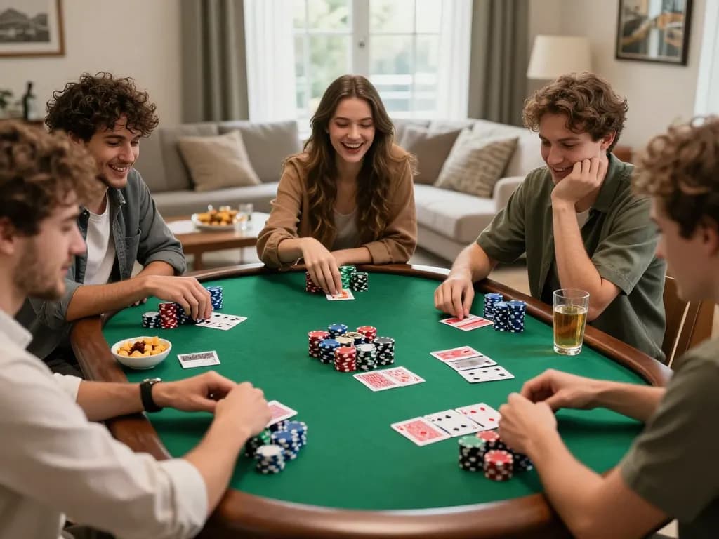 Dewa togel strategy in action at a friendly home poker game with friends.