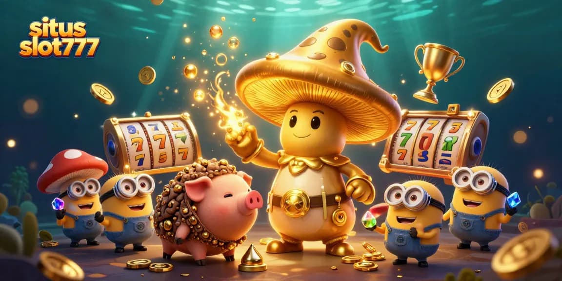 Mengalami keseruan permainan situs slot777 dengan wizard jamur emas yang mengubah segalanya menjadi emas dan koin berkilau mengelilinginya.
