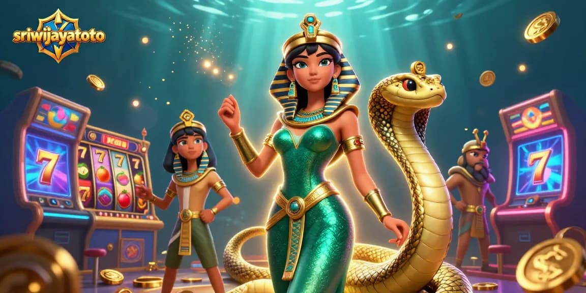 Sriwijayatoto showcases a vibrant casino atmosphere with slot reels and dazzling game elements.