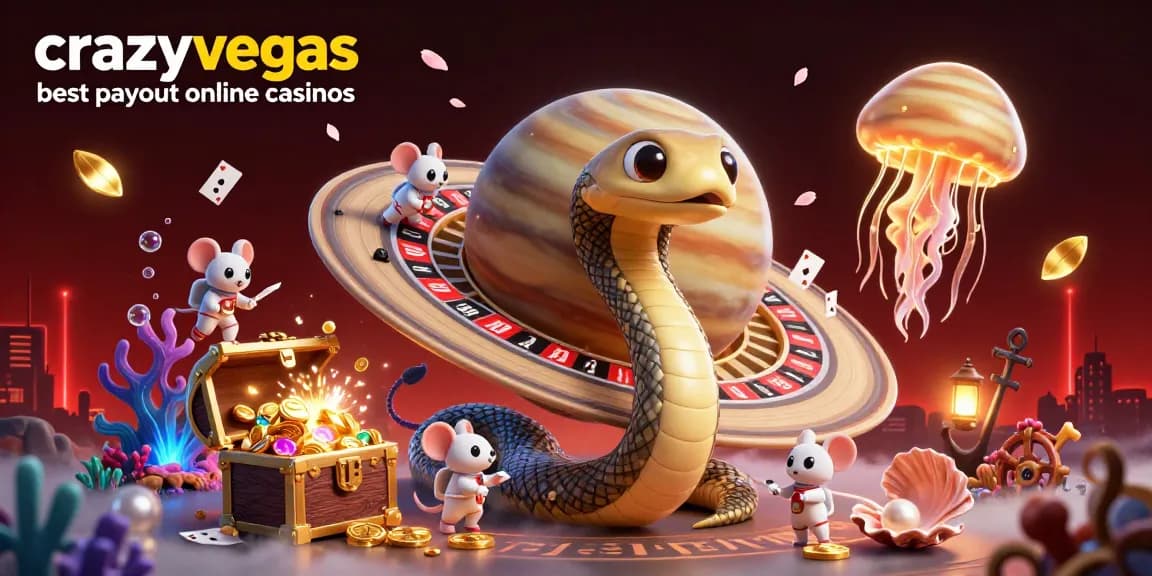 Engage with the thrilling world of crazyvegas best payout online casinos featuring a cosmic casino scene.
