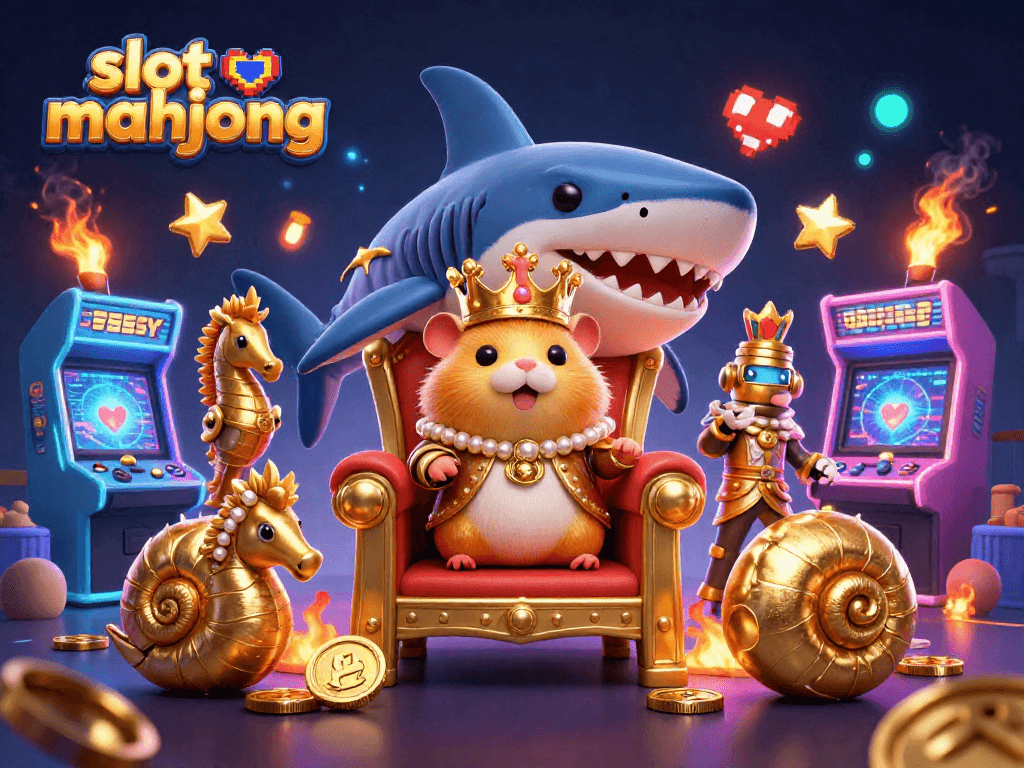 Engage in slot mahjong action with a vibrant scene featuring a hamster king and royal guards.