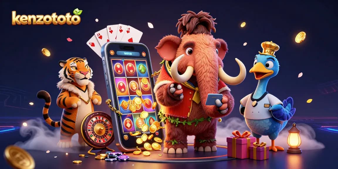Join kenzototo to spin vibrant slot games with exciting wins and animated casino characters