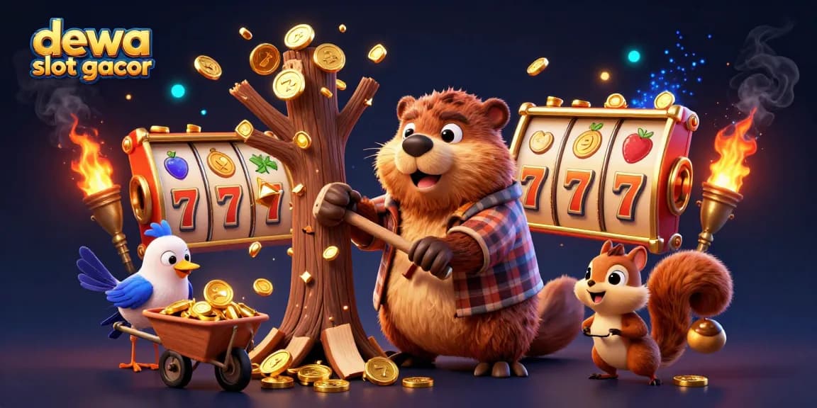 Dewa slot gacor dengan pemikat uang berang-berang dan simbol slot memikat di latar belakang.