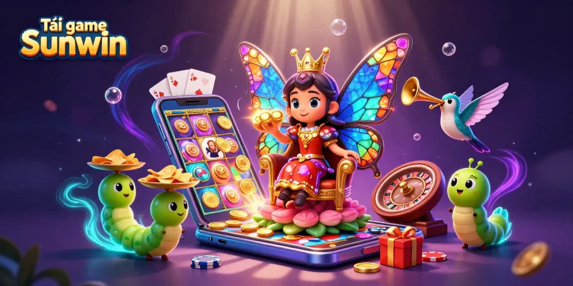 Experience exhilarating moments while downloading Tải game Sunwin in this vibrant 3D casino illustration.