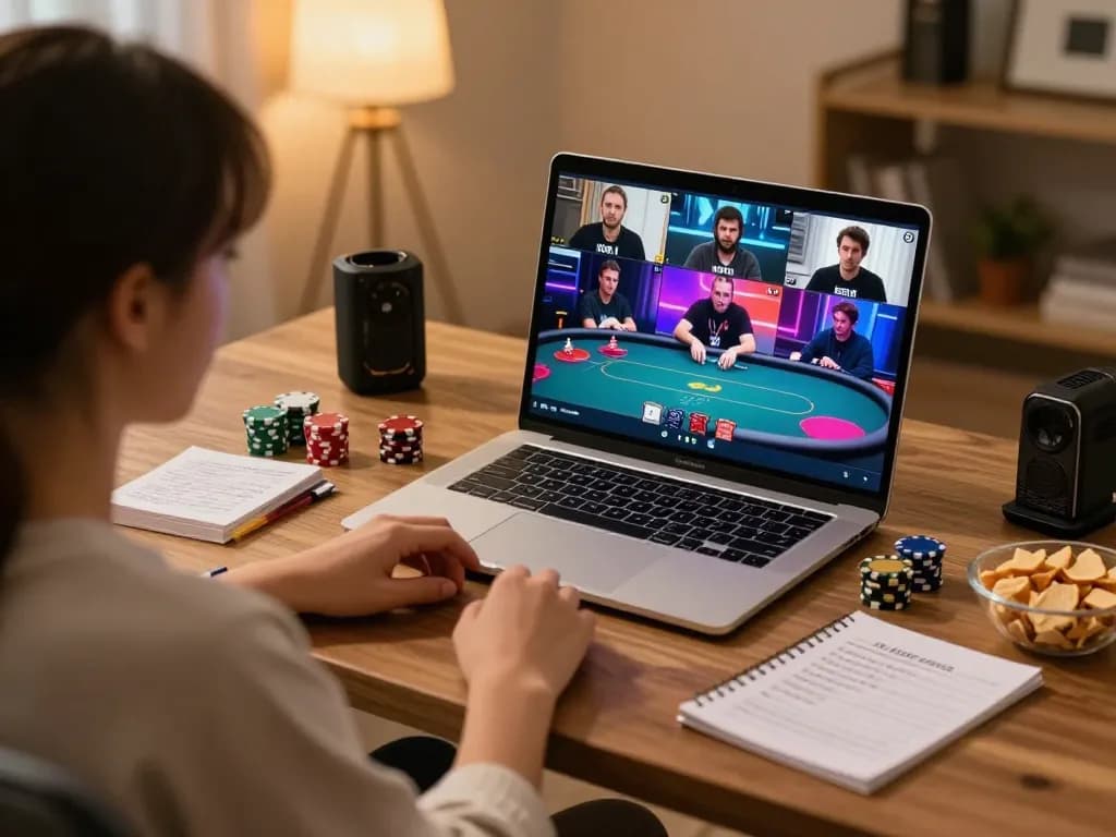 Engaged players enjoying Jilipinas online poker from a cozy home setting.