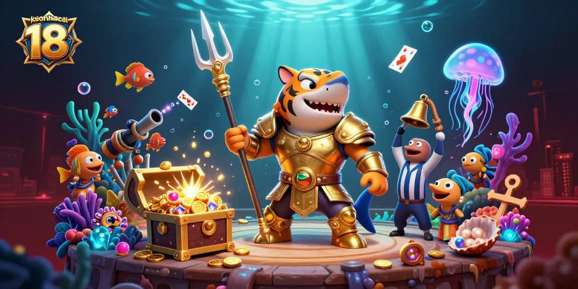 Place your bets with keonhacai 18 in a dazzling underwater gambling scene filled with vibrant treasures!