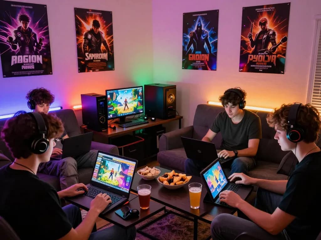 Players enjoying immersive porngames in a cozy gaming environment with vibrant colors and engaging content.