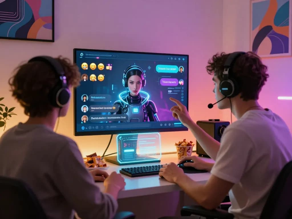 Immersive nsfw chat environment with vibrant AI character interaction and digital ambiance.