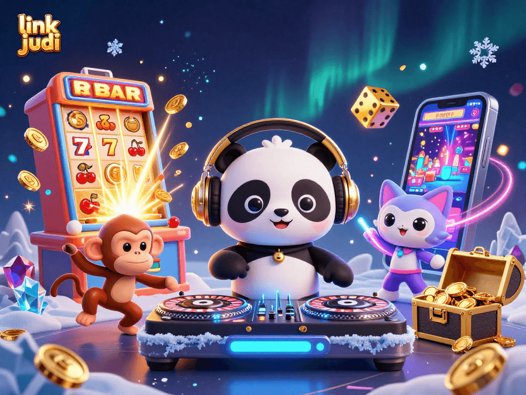Win big today with link judi in a vibrant 3D casino scene showcasing excitement!