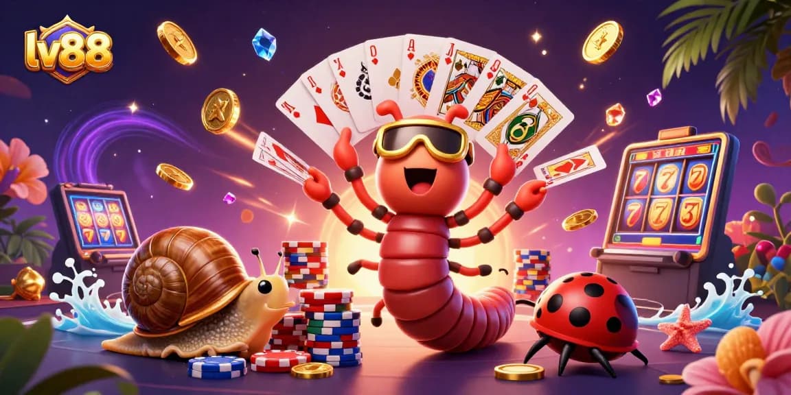 Experience the excitement of lv88 with a dynamic casino scene featuring a lively millipede dealer and dazzling game elements.