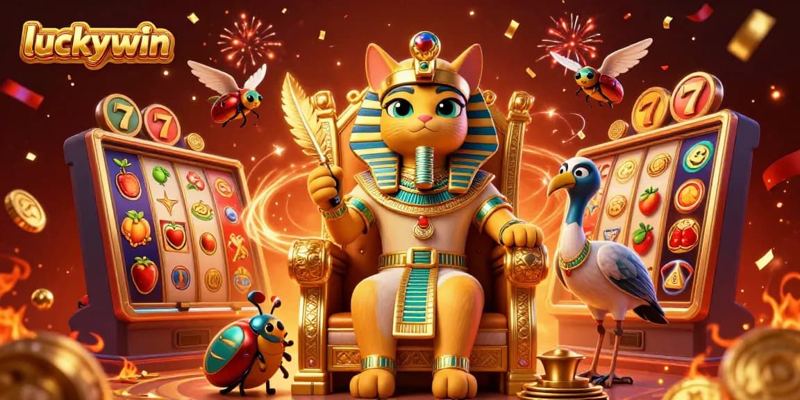 Experience exciting wins at luckywin with a vibrant 3D casino scene of luck and fortune, featuring engaging slot reels.