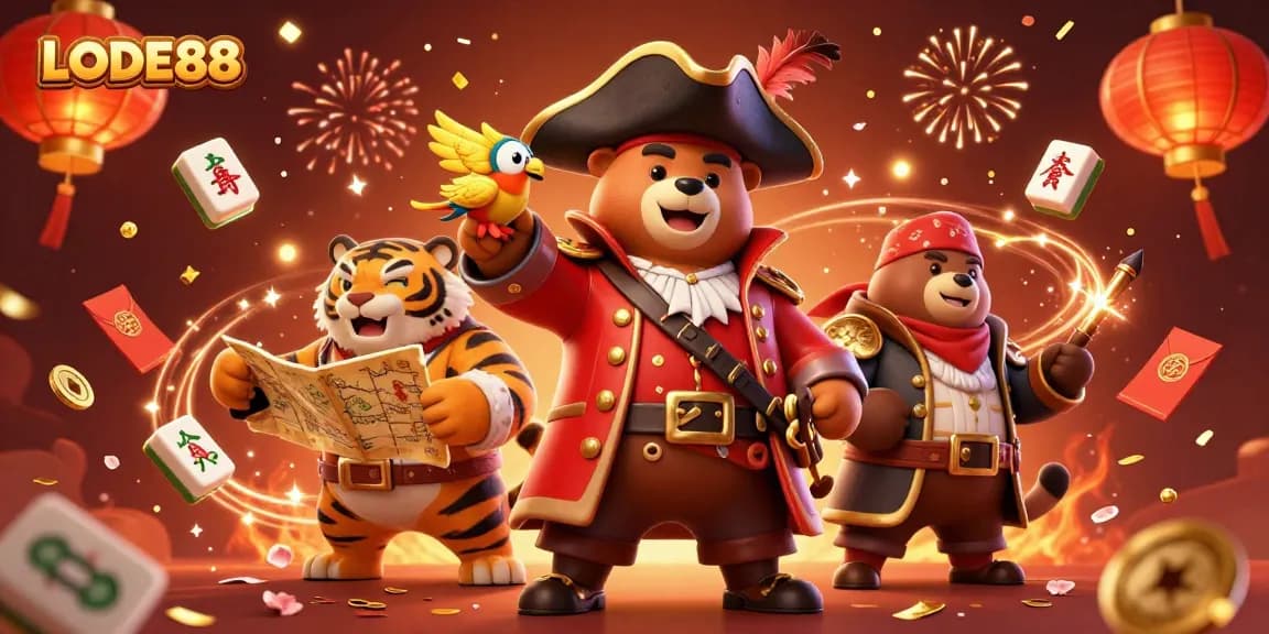 Spin and win at LODE88, featuring a dynamic pirate theme with treasure elements.