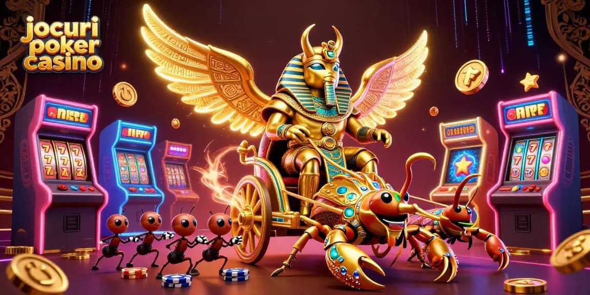 Joacă jocuri poker casino cu atmosfera vibrantă a sloturilor și elemente de joc captivante.