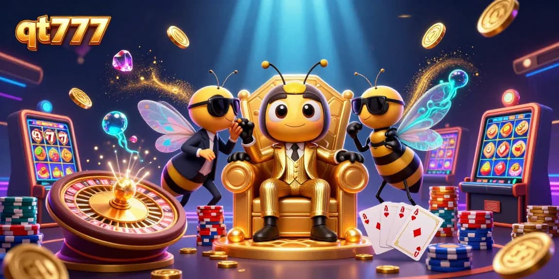 Engage with qt777's exciting slot features amidst vibrant 3D gaming elements and characters.
