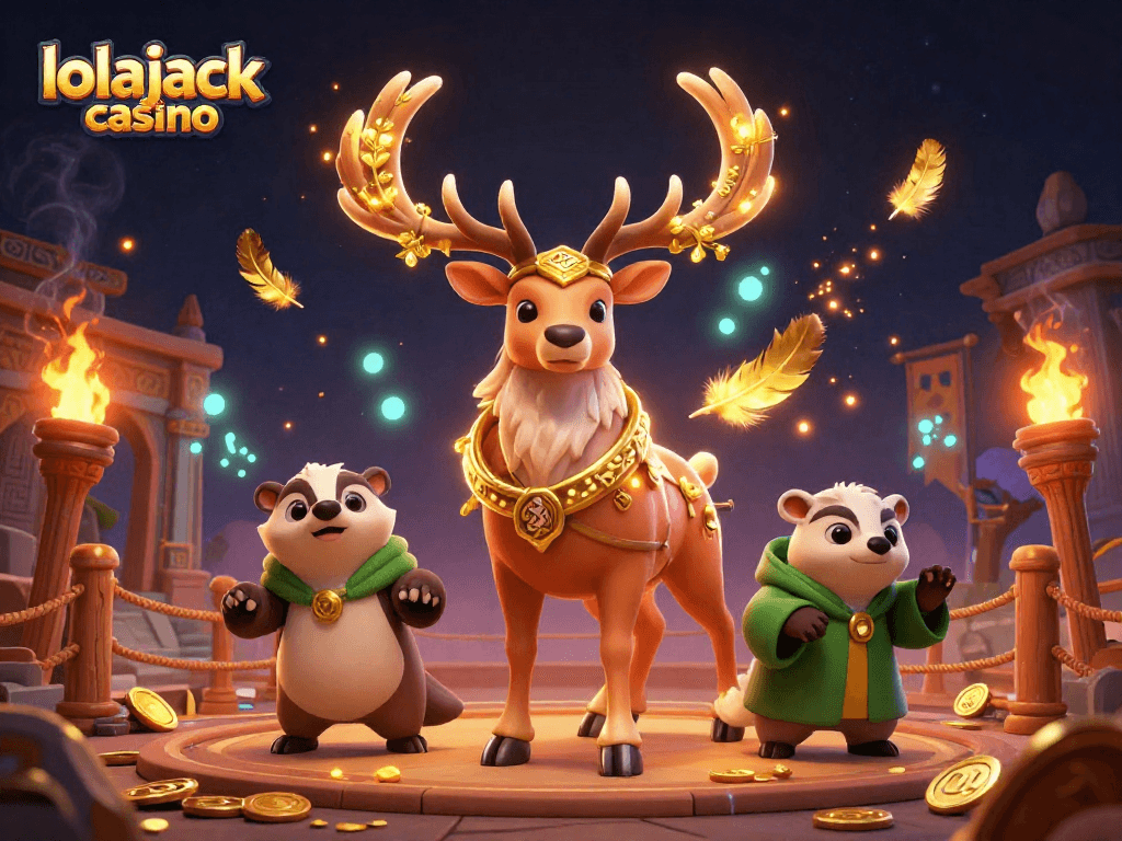 Experience the excitement of lolajack casino with vibrant 3D illustration showcasing magical elements and gaming excitement.