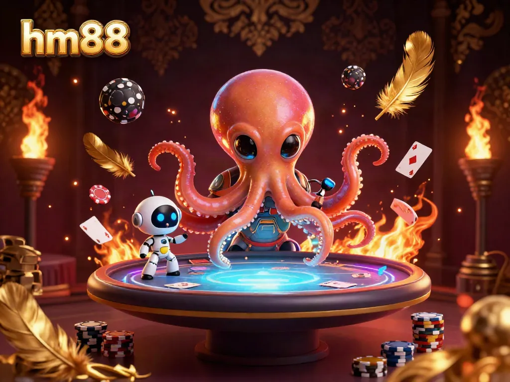 Experience high-stakes poker action with the hm88 themed alien octopus at an exciting online casino.