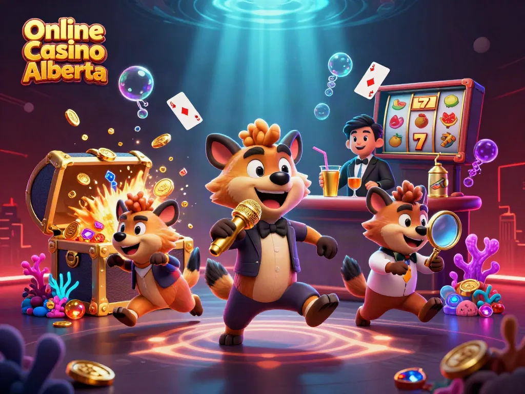 Engage with exciting gameplay at Online Casino Alberta featuring hyena characters in a carnival-style casino.