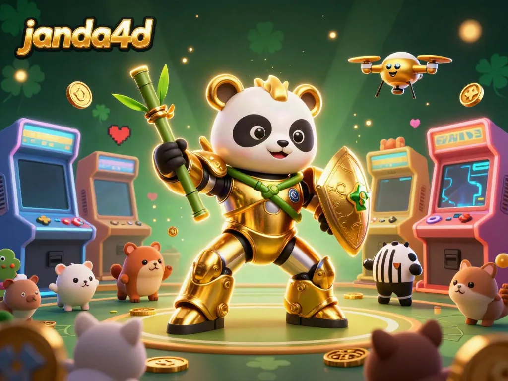 Bermain slot di janda4d dengan elemen kasino yang penuh warna dan karakter lucu.