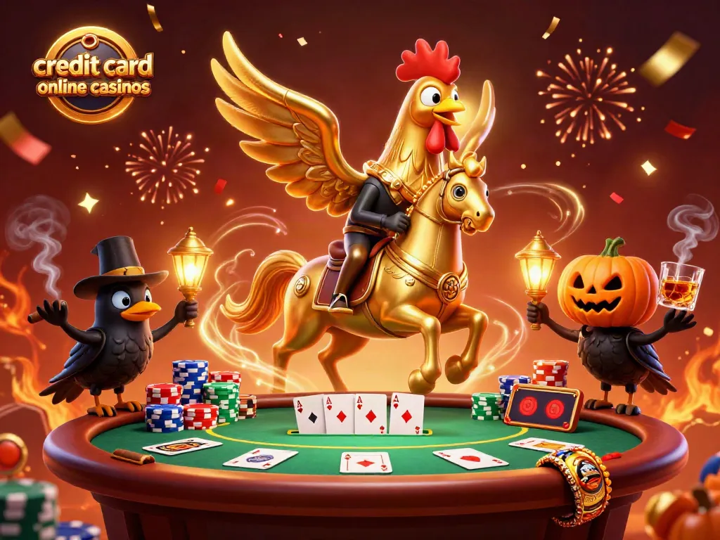 Experience the excitement of credit card online casinos with a dynamic 3D casino scene featuring vibrant characters and casino elements.