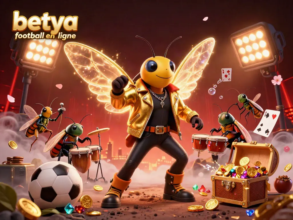 Engage in thrilling bets on betya football en ligne with an electrifying scene featuring animated characters and sports elements.