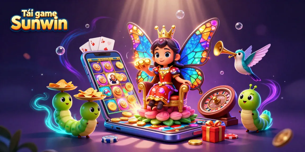 Experience exhilarating moments while downloading Tải game Sunwin in this vibrant 3D casino illustration.