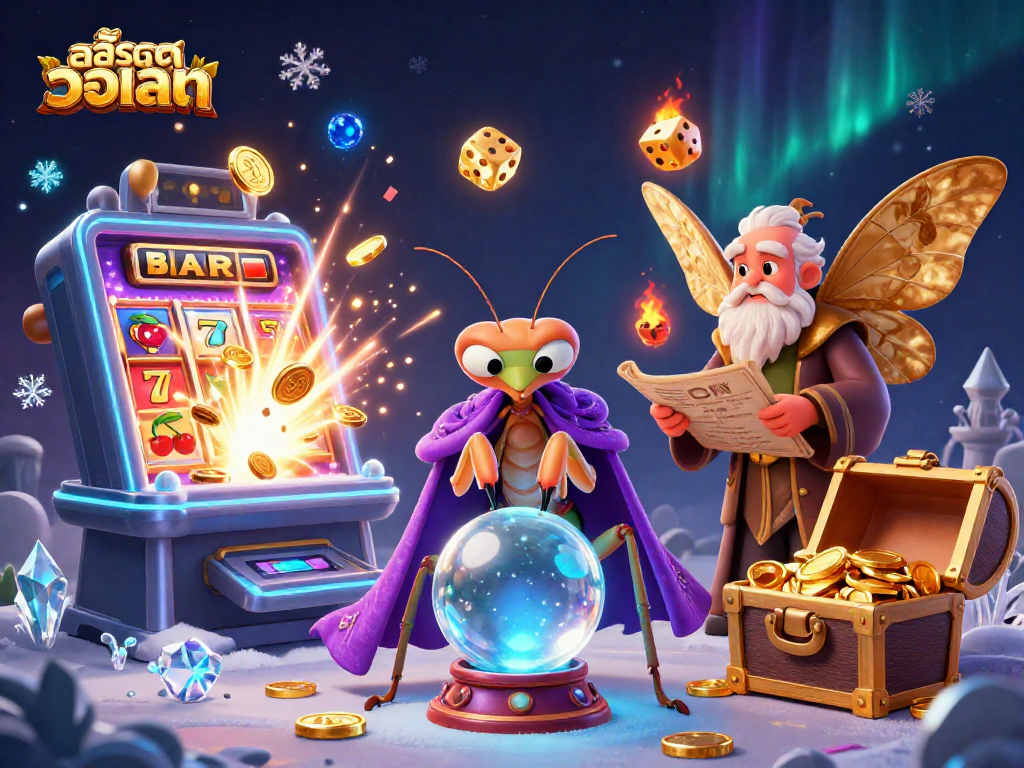 Spin the slot machine and win big with สล็อตวอเลท at this dynamic casino scene illustration.