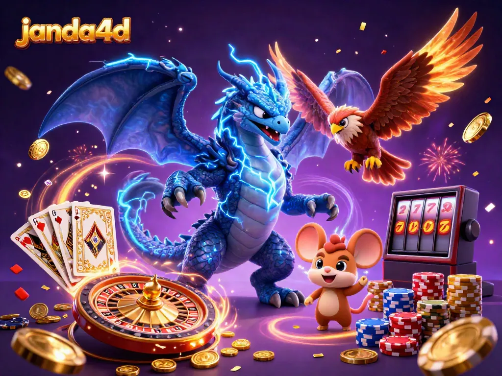 Visualisasi bermain slot yang mengasyikkan di janda4d dengan karakter berbasis kasino yang menarik.