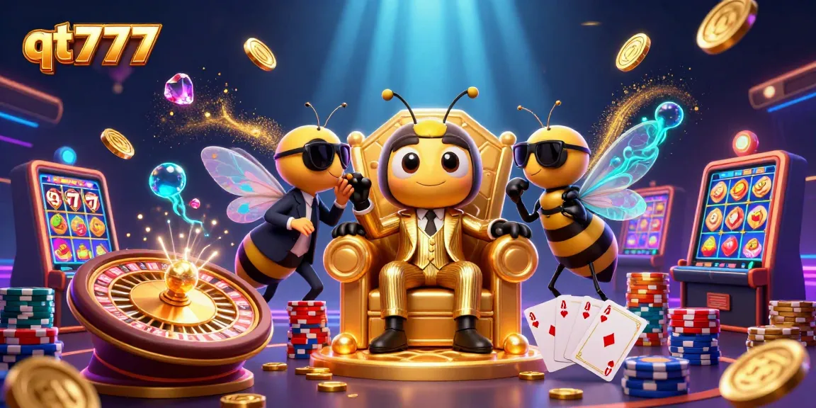 Engage with qt777's exciting slot features amidst vibrant 3D gaming elements and characters.