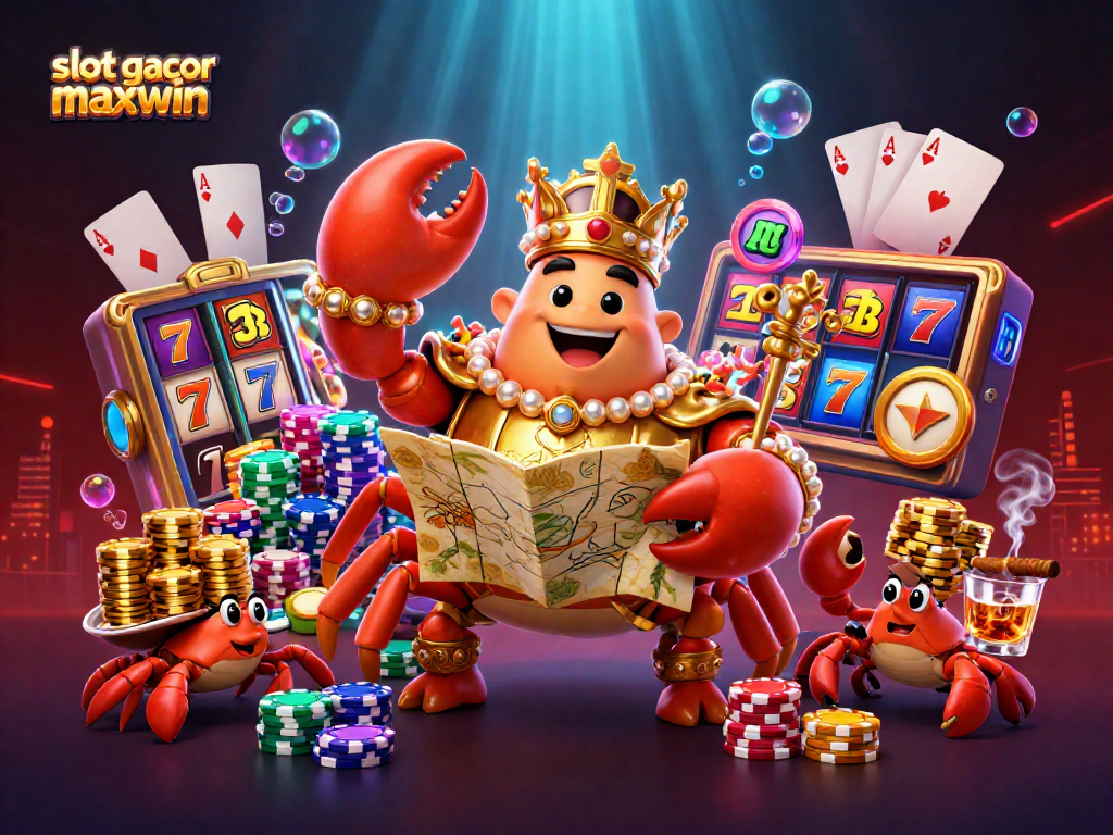 Experience the thrill of slot gacor maxwin as golden crab emperor navigates a glittering casino scene.