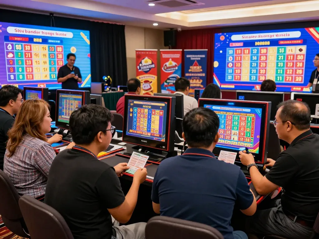 Live draw excitement at situs bandar togel singapore hongkong event, showing participants engaged in the gaming experience.