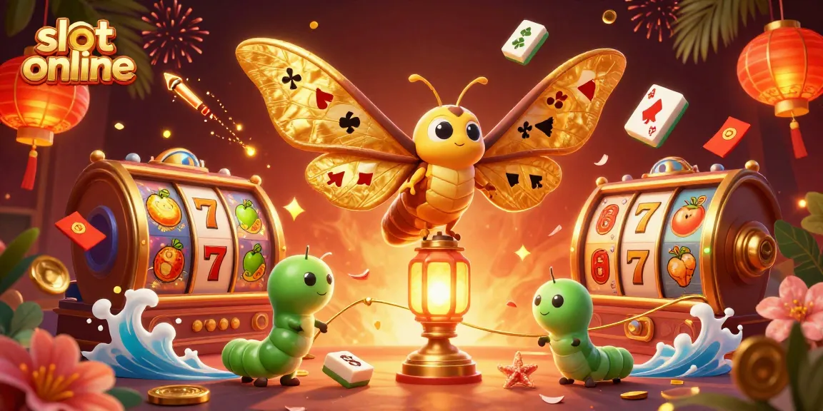 Slot online yang menarik dengan simbol jackpot dan sayap kupu-kupu emas, memberikan kesan kemewahan.