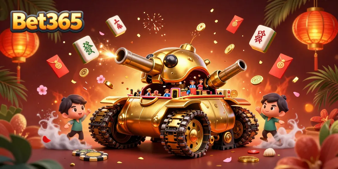 Engage with Bet365's thrilling miniature casino experience through a golden beetle tank filled with excitement.