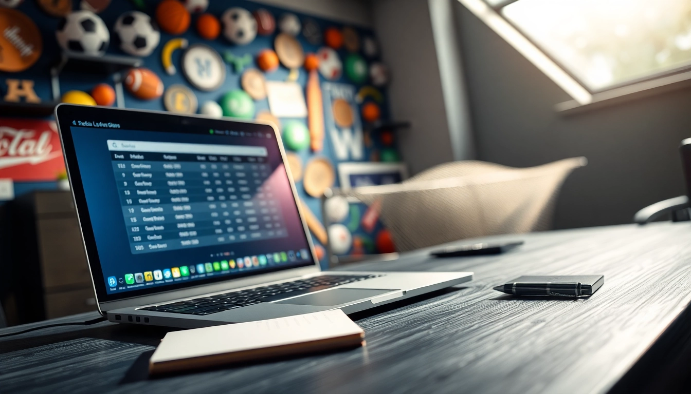 Engaging scene of sports betting with live odds and sport memorabilia for an immersive experience.