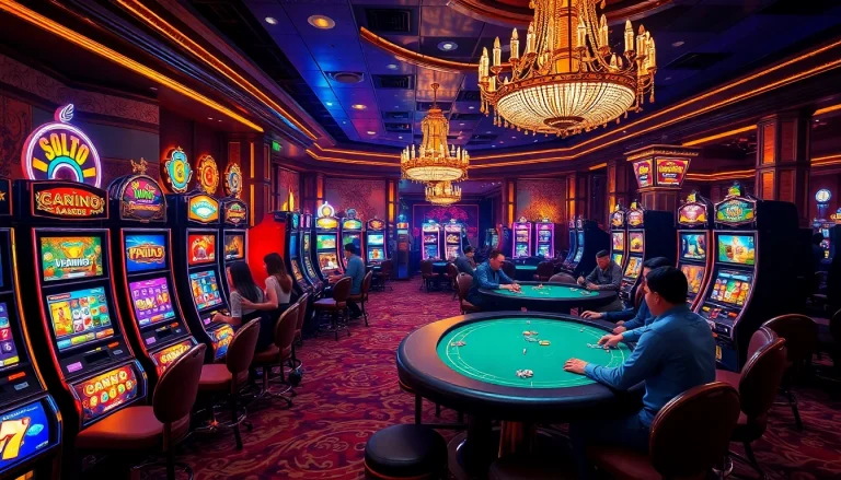 Experience the thrill of slot gacor hari ini with vibrant slot machines and players winning in a luxury casino setting.