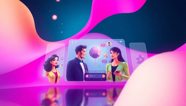 Interactive Juicy AI chatbot interface with engaging digital avatars and vibrant colors.