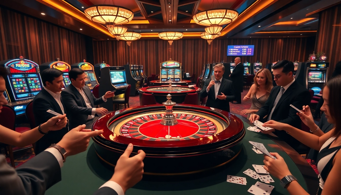 Experience the thrill of betting at the KK55 roulette table in a vibrant casino setting.
