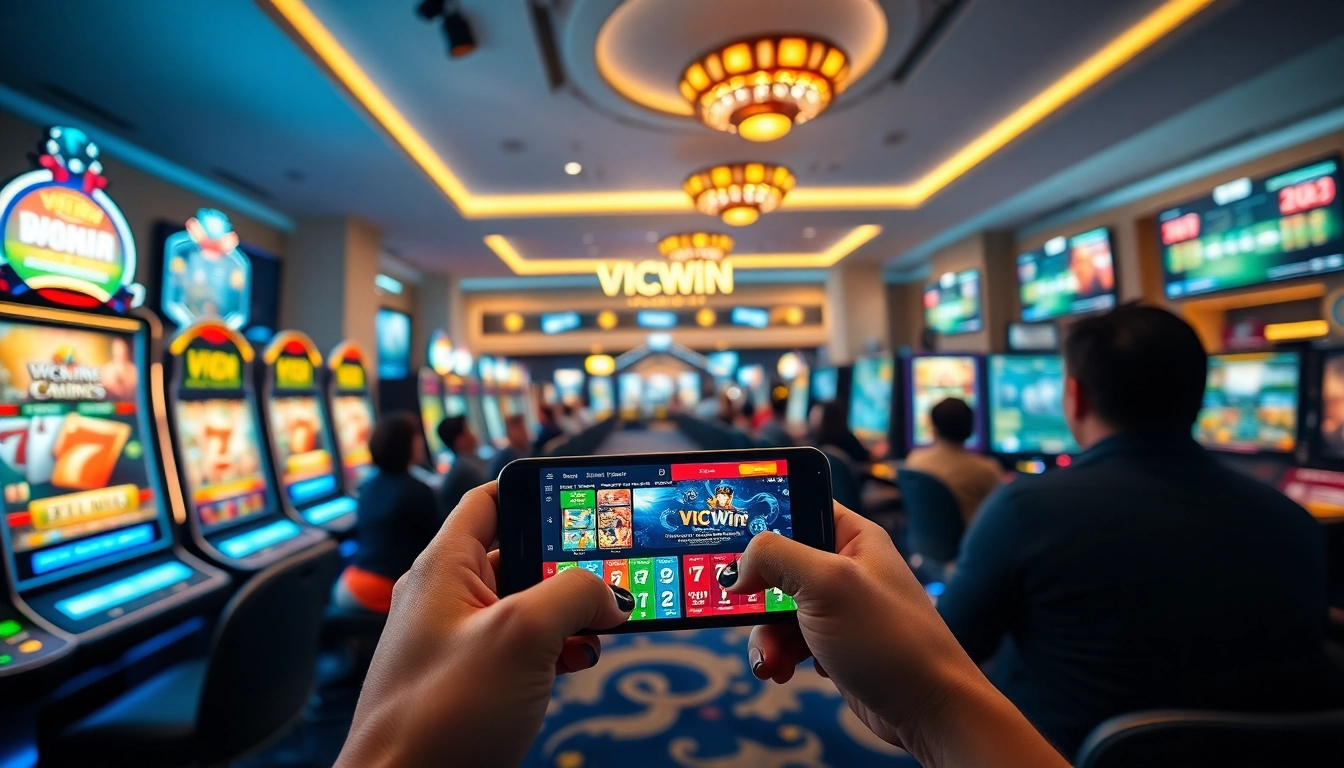 Exciting online gaming experience on VICWIN with vibrant casino graphics and user-friendly interface.